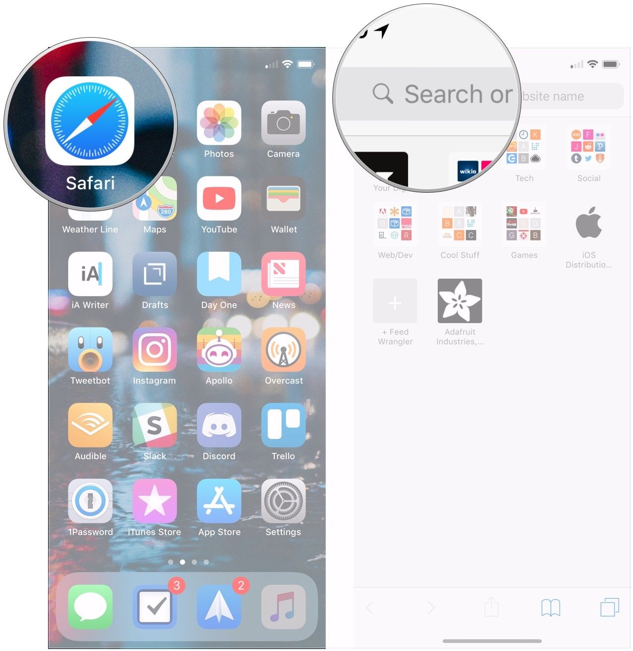 Откройте Safari, нажмите кнопку &laquo;Умный поиск&raquo;