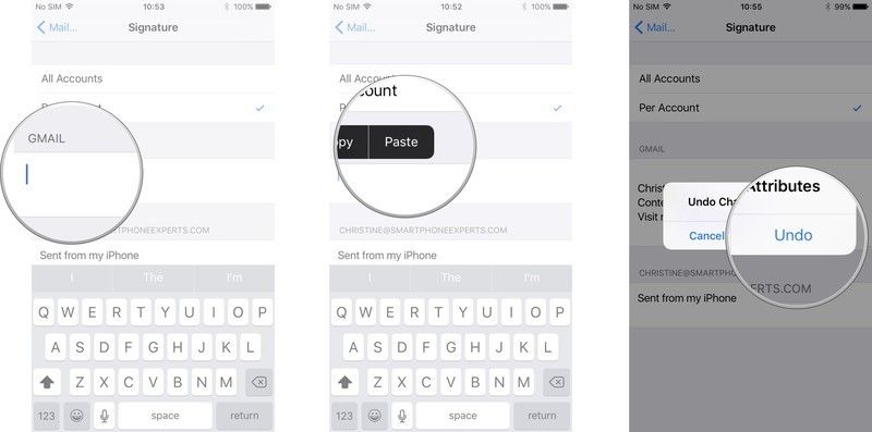 Нажмите и удерживайте инструмент выбора, нажмите «Вставить», встряхните iPhone, нажмите «Отменить»