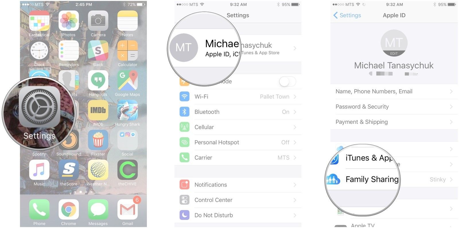 Запустите «Настройки», нажмите «Apple ID», нажмите «Настройка общего доступа к семье».