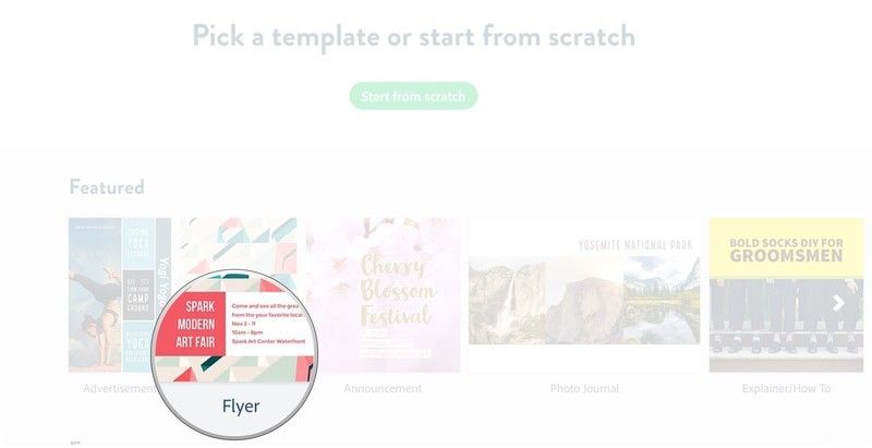 Прокрутите для просмотра параметров шаблона и нажмите, чтобы выбрать тот, который вы хотите.