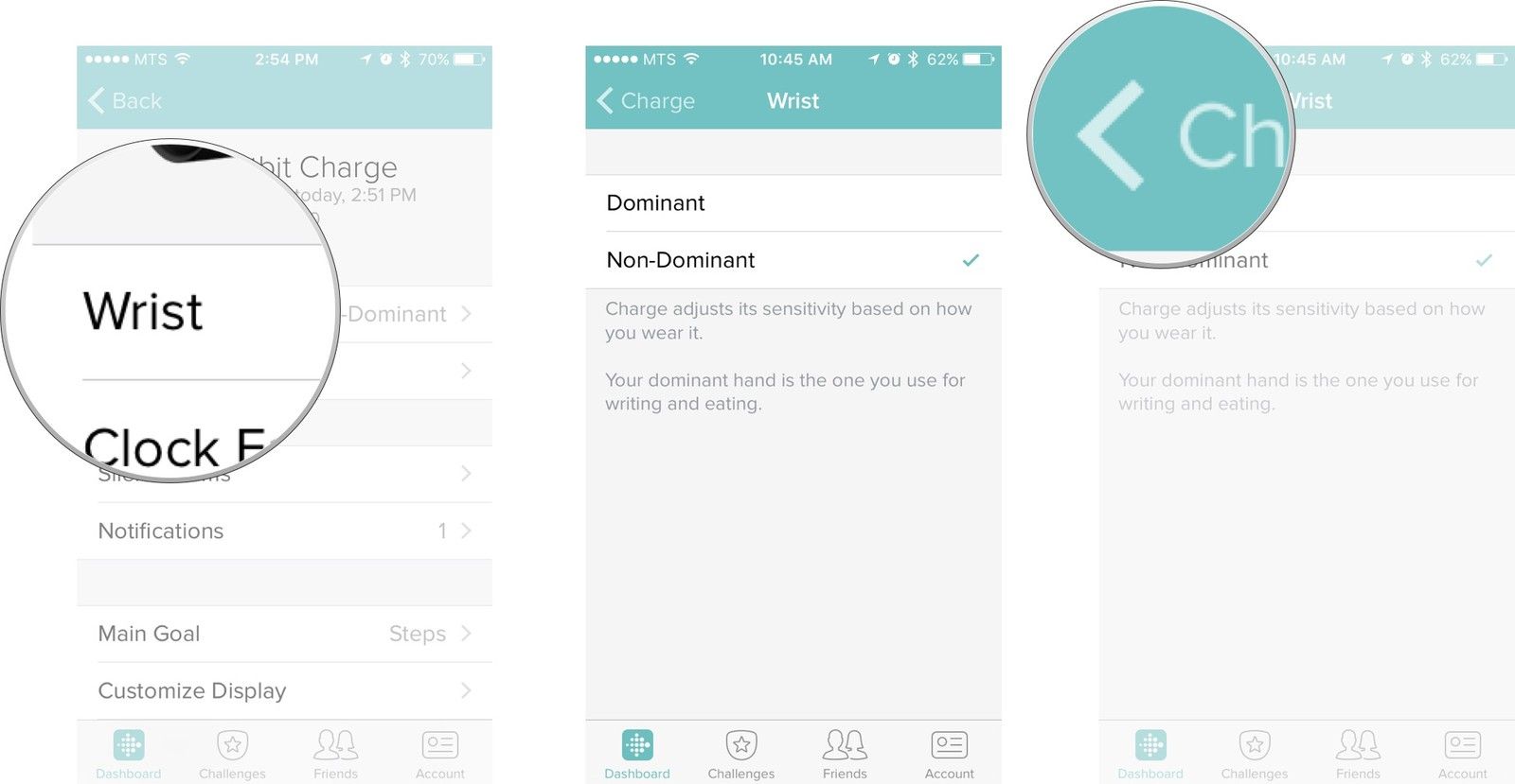 Нажмите на кнопку на запястье, нажмите на нужный вариант, а затем нажмите на кнопку назад
