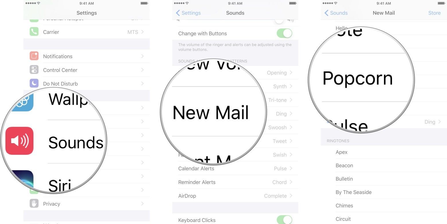 Запустите приложение «Настройки», коснитесь звуков, коснитесь новой почты, а затем коснитесь нужного звука.