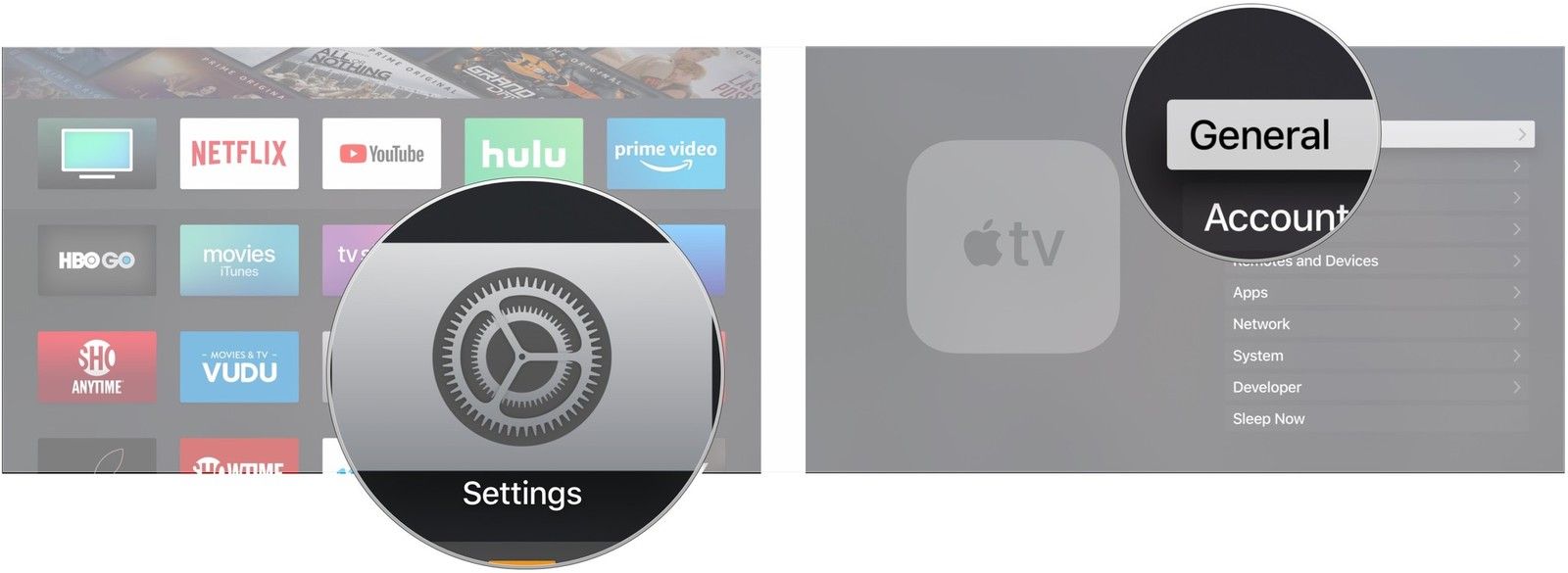 Откройте Настройки, нажмите Общие