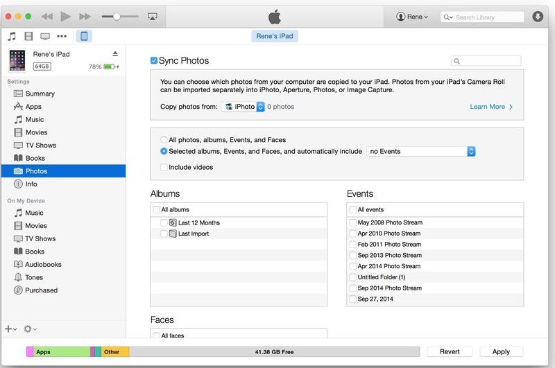 синхронизировать фотографии