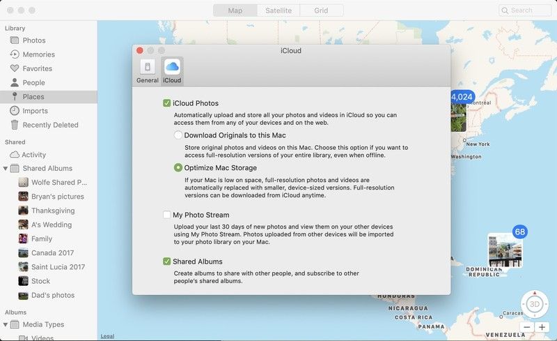 iCloud Photoes Настройки Мохаве