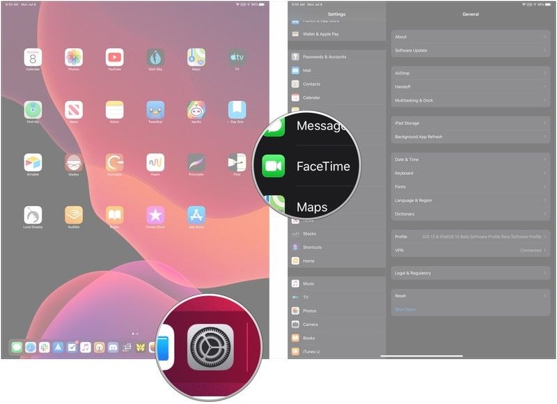 Откройте Настройки, нажмите FaceTime