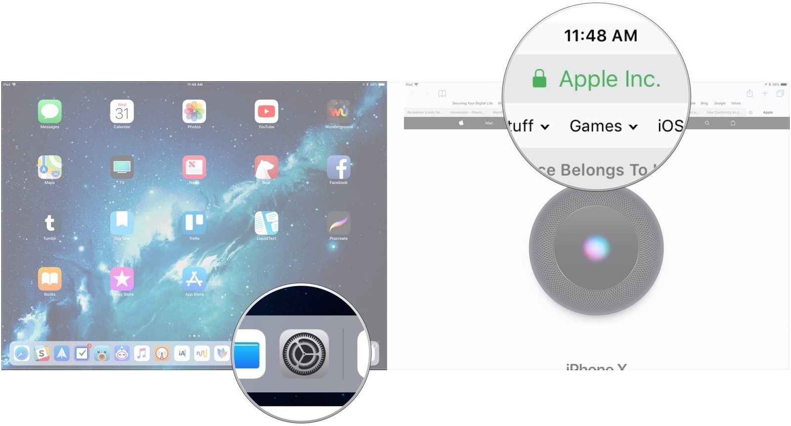 Откройте Safari, нажмите адресную строку