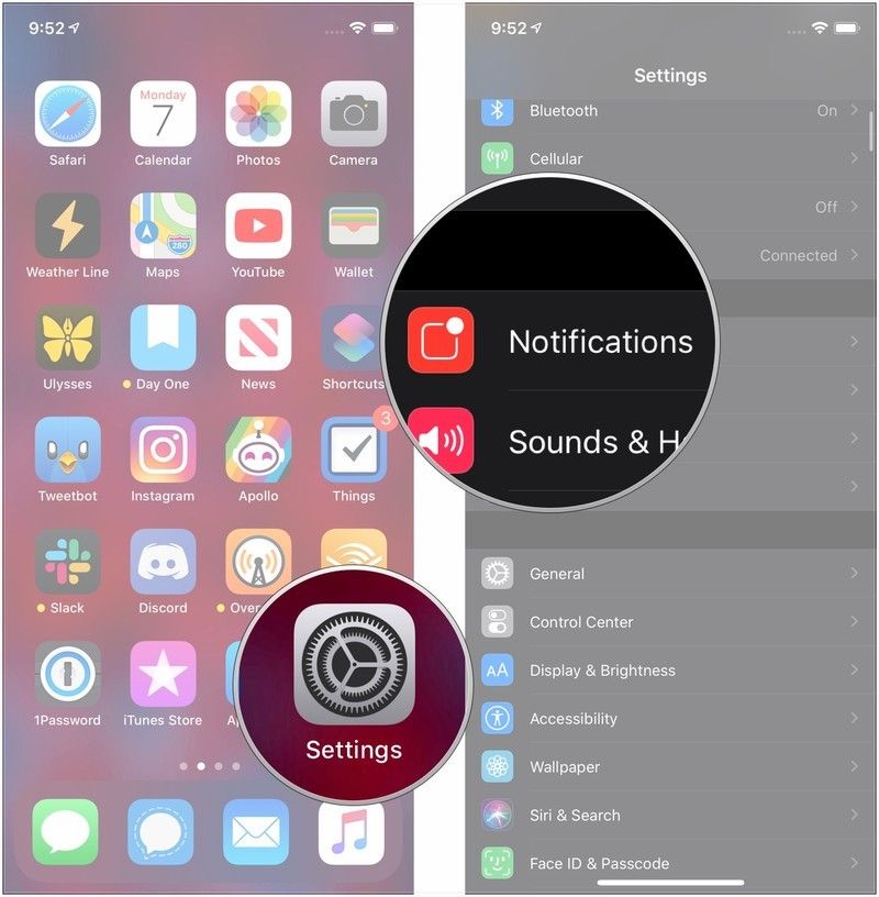 Откройте Настройки, нажмите «Уведомления».
