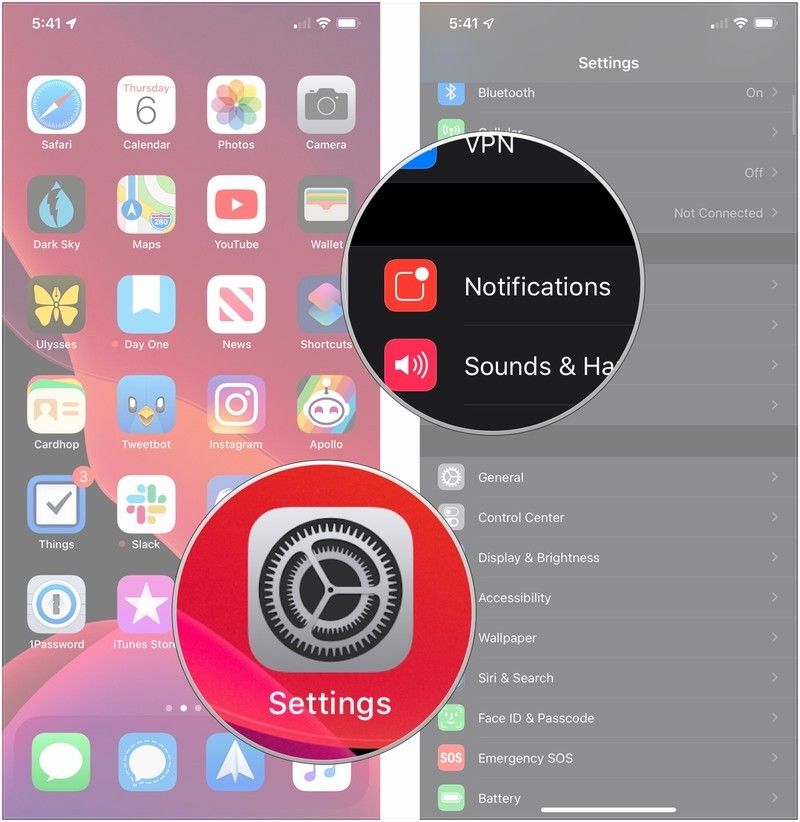 Откройте Настройки, нажмите «Уведомления».