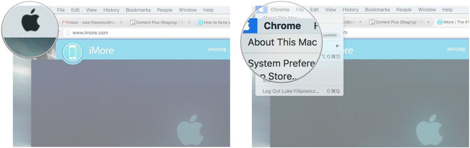 Нажмите на логотип Apple в верхнем левом углу, а затем нажмите об этом Mac.