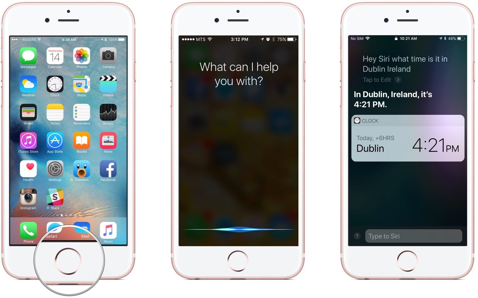 Скажите, Эй, Сири, который час в городе