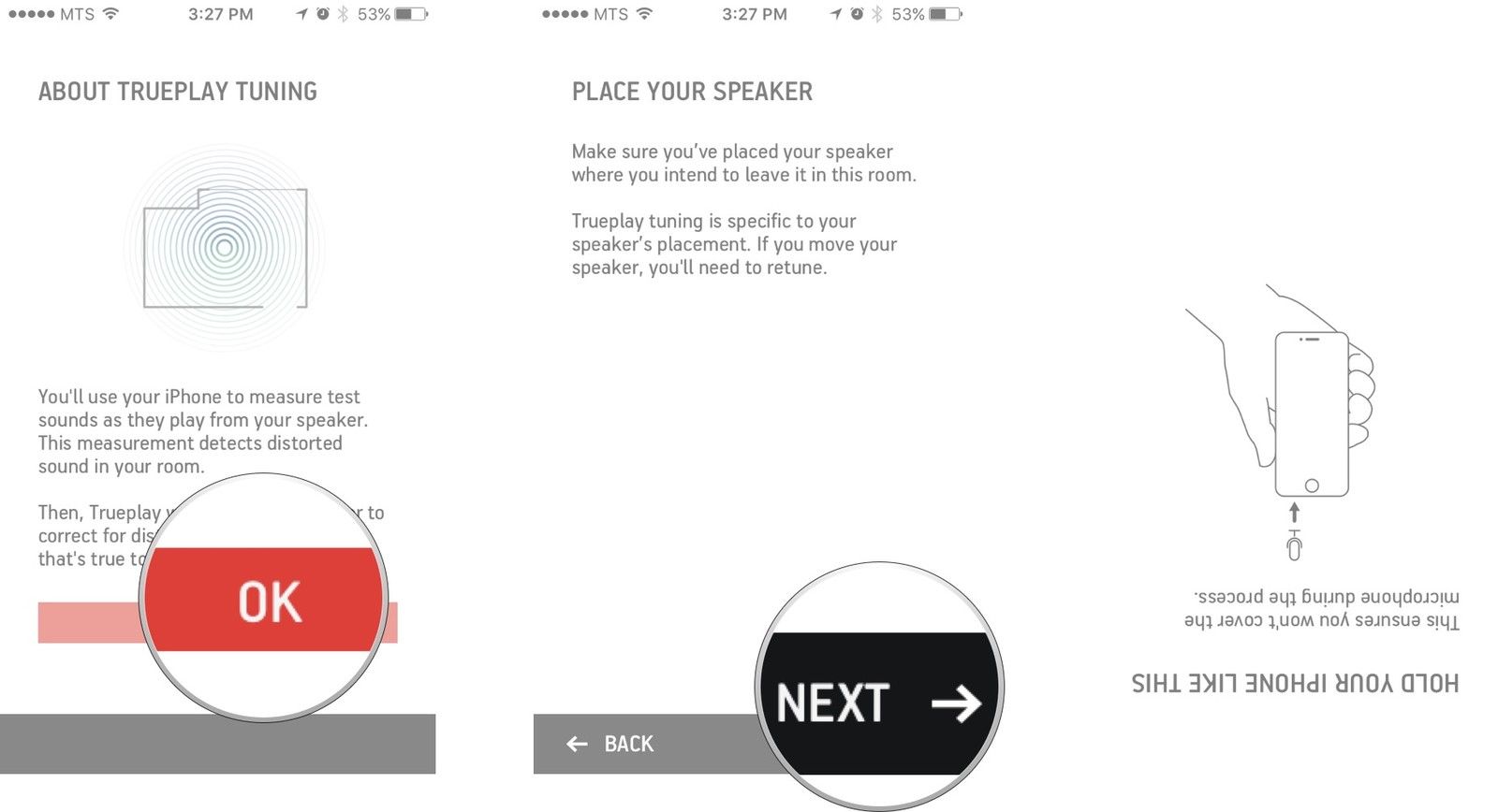 Нажмите на OK, нажмите на следующую кнопку, а затем переверните ваш iPhone или iPad вверх ногами.