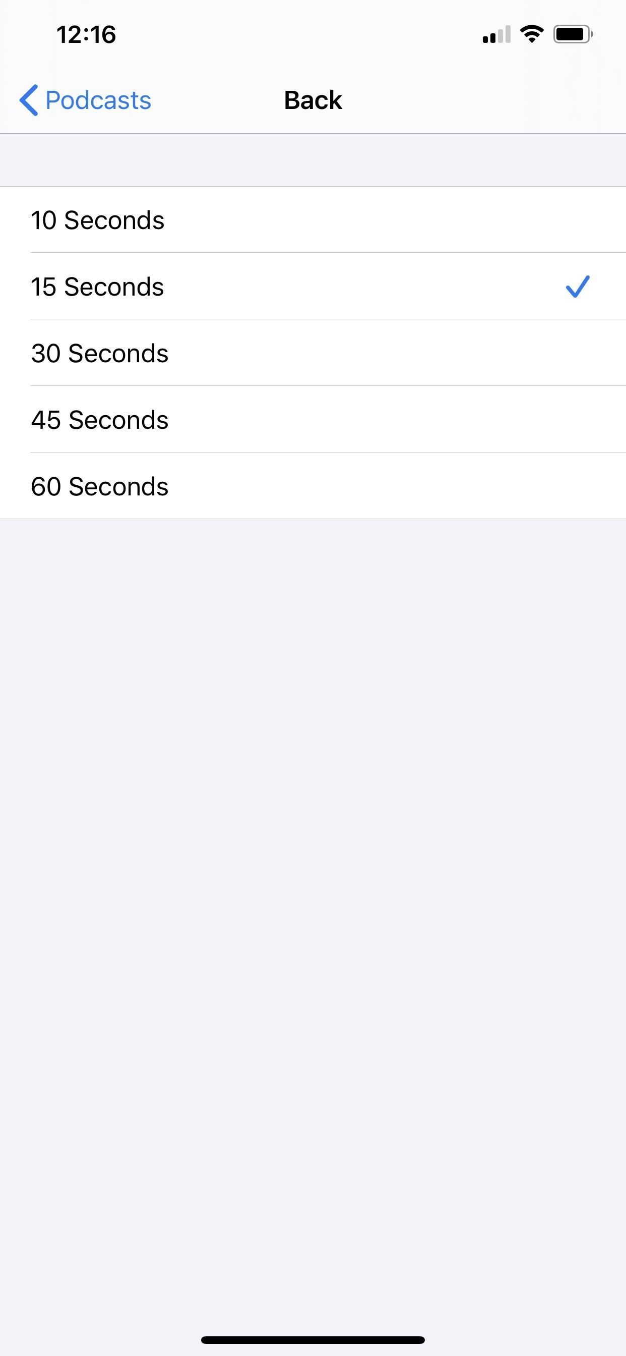 Как настроить длину кнопок «Назад» и «Вперед» в Apple Podcasts от 10 до 60 секунд