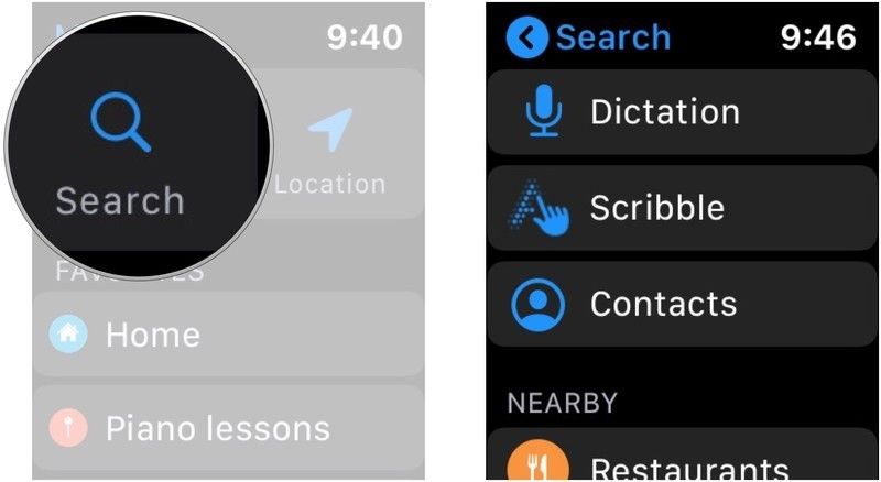 Поиск карт Apple Watch