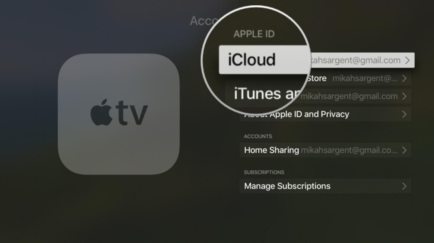 Нажмите, чтобы открыть iCloud.