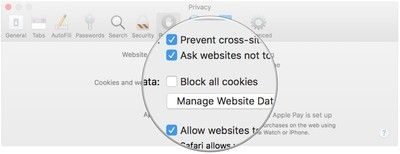Нажмите Блокировать все куки