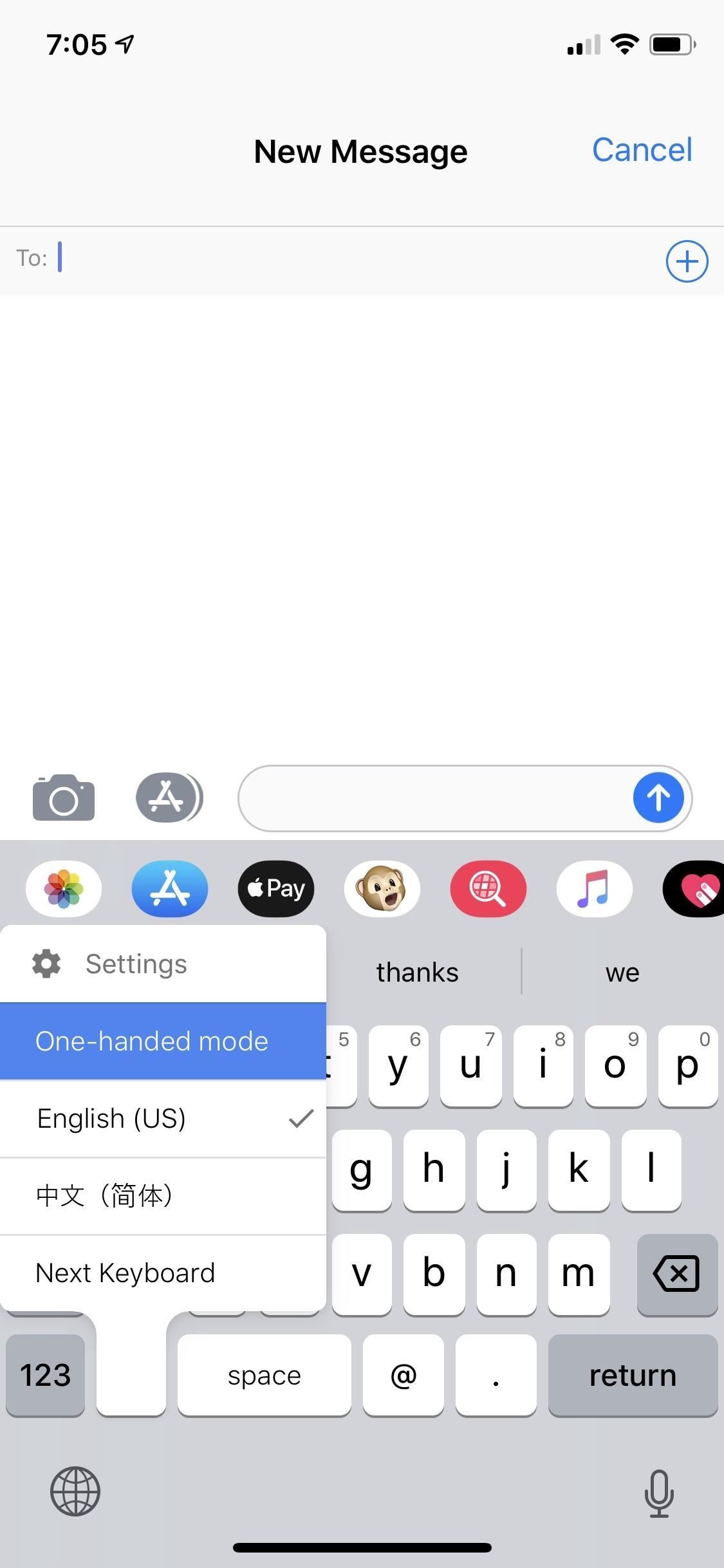Как включить одноручный набор текста на вашем iPhone's Stock Keyboard