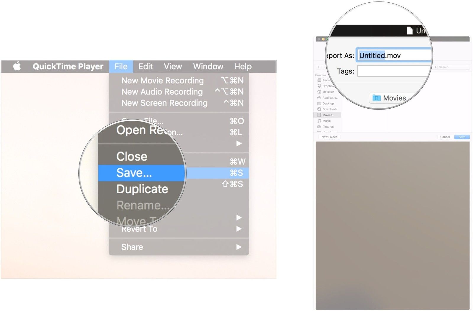 Нажмите Сохранить, выберите имя для записи