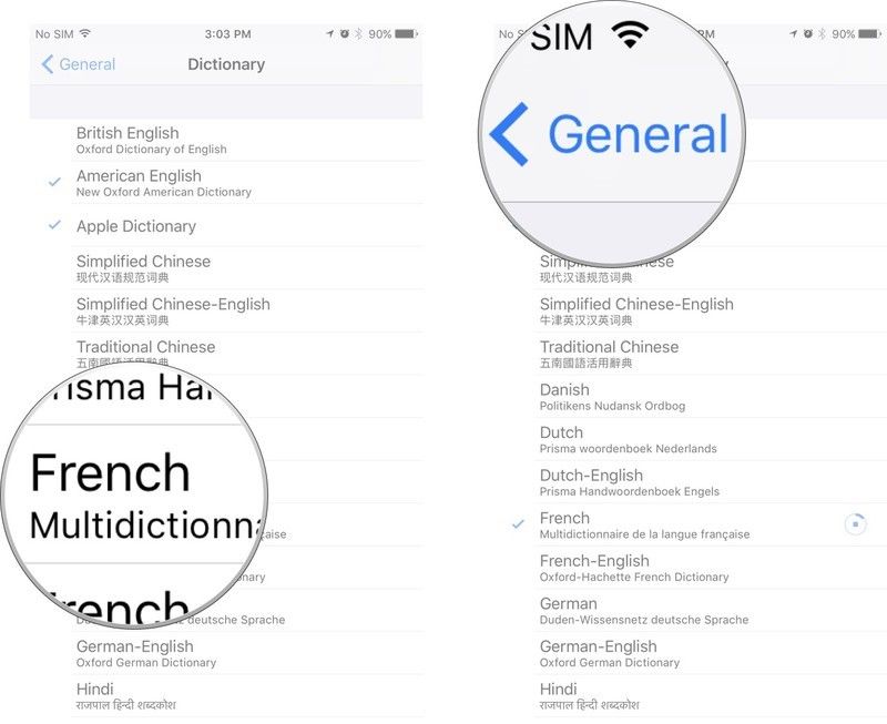 Нажмите на словарь, который вы хотите добавить, а затем нажмите на кнопку назад.