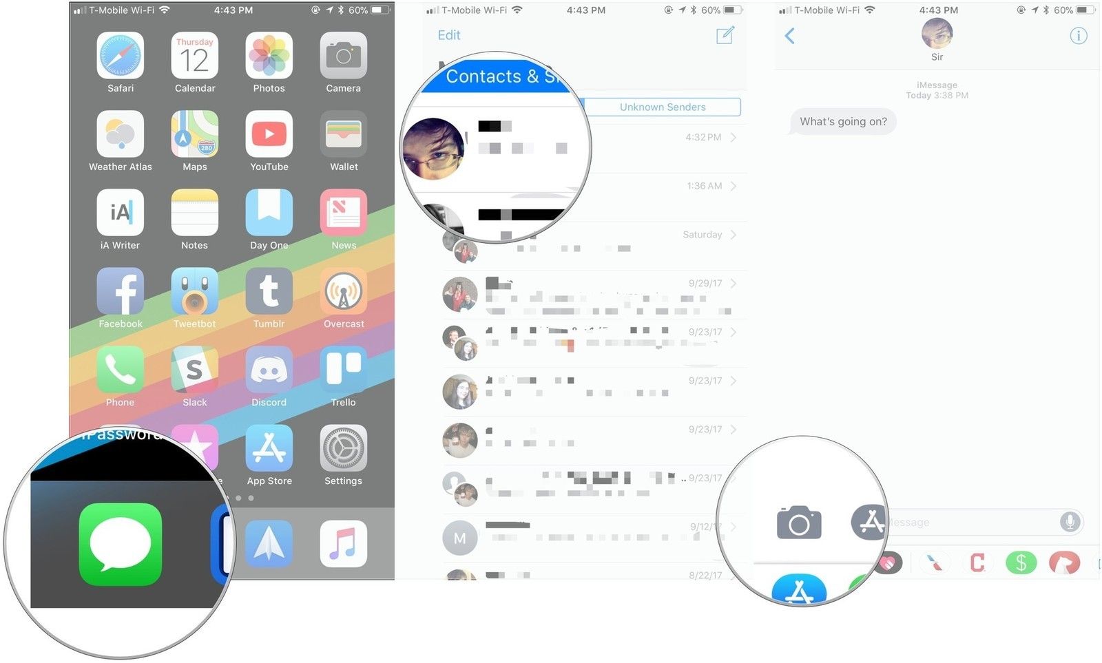 Открыть сообщения, открыть разговор, нажмите кнопку камеры