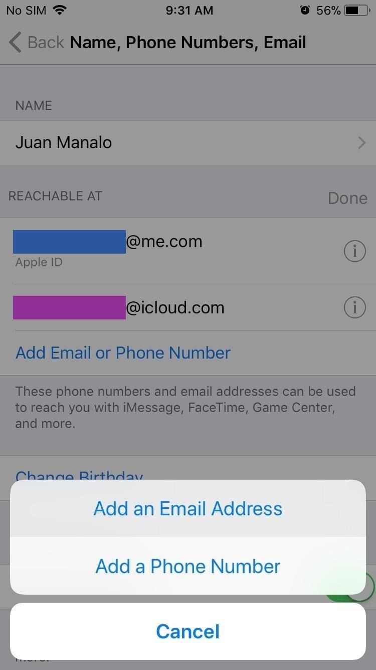 Как добавить дополнительные электронные письма в FaceTime и сообщения в iOS 11