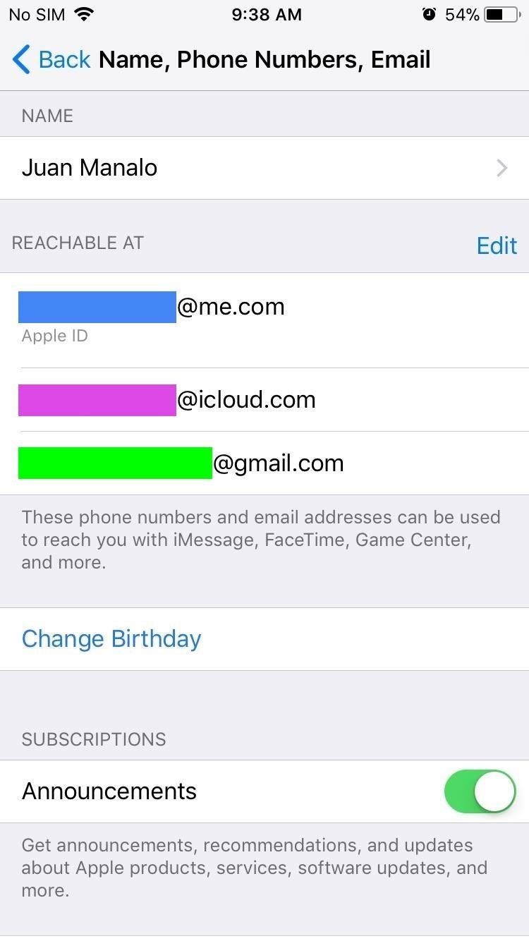 Как добавить дополнительные электронные письма в FaceTime и сообщения в iOS 11