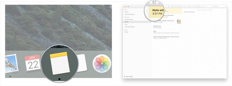 Запустите Notes и запустите Finder.