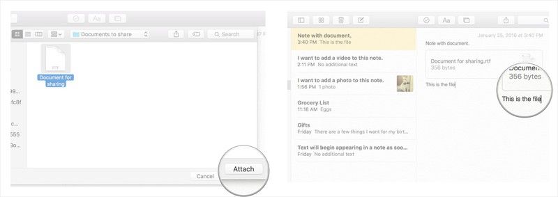 Нажмите кнопку вложения и введите дополнительный текст в заметке.