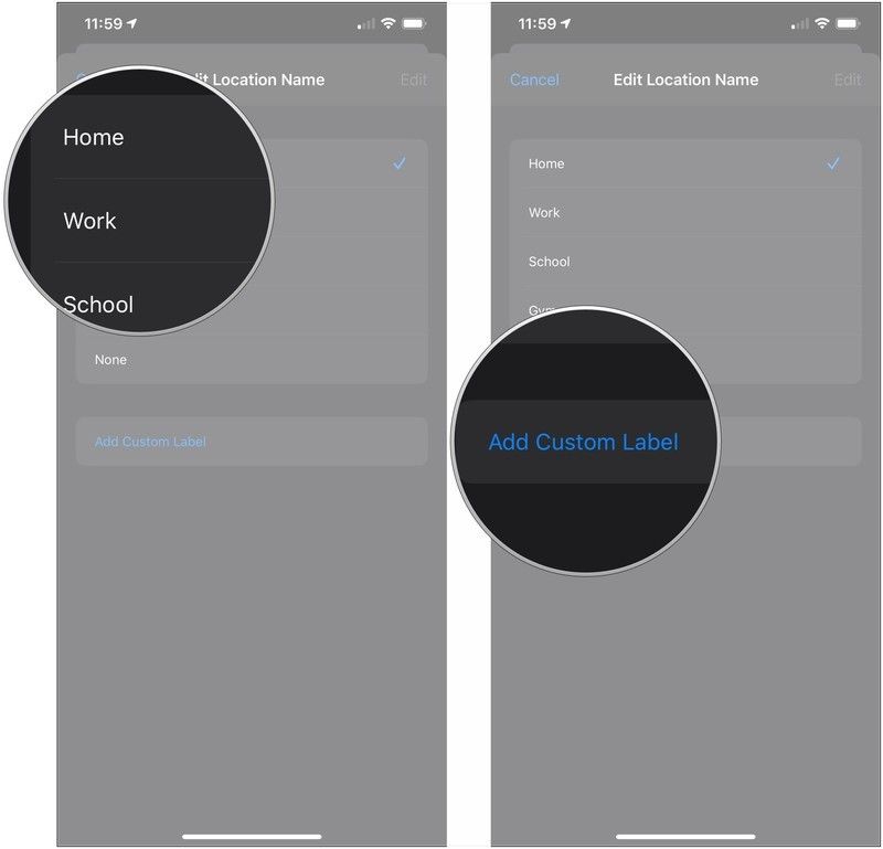 Нажмите метку, нажмите «Добавить метку»