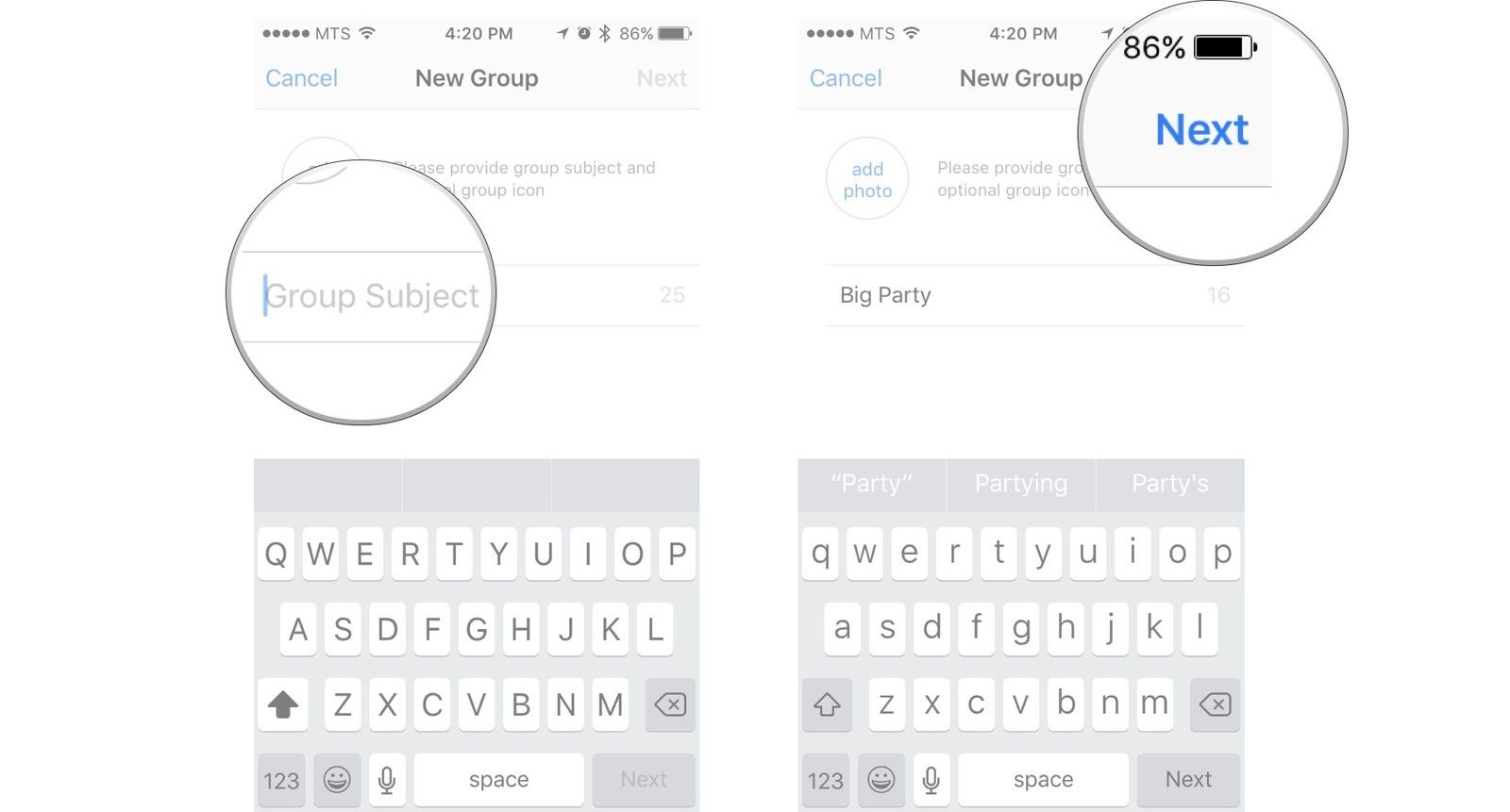 Введите тему группы в текстовое поле и нажмите следующую кнопку.