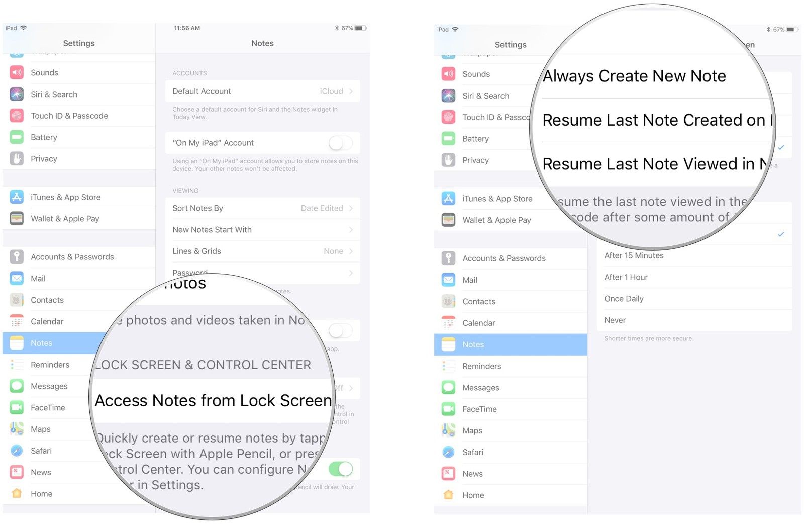 Нажмите Доступ с экрана блокировки, затем выберите способ