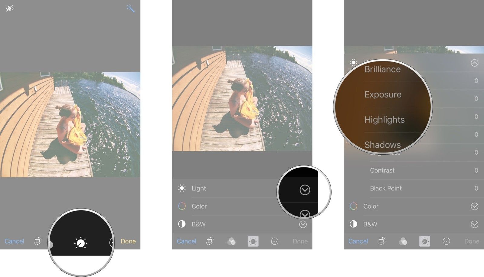 Нажмите кнопку настроек, нажмите раскрывающийся список рядом с параметром, выберите категорию для настройки