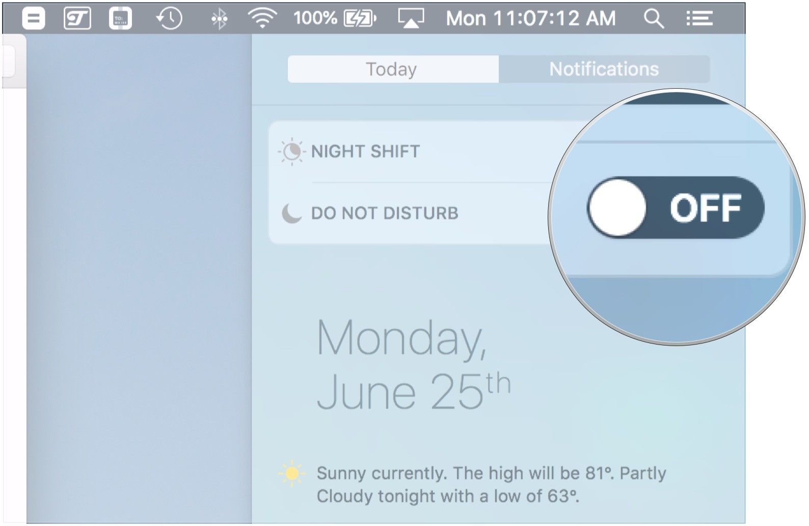 Включите или выключите Не беспокоить