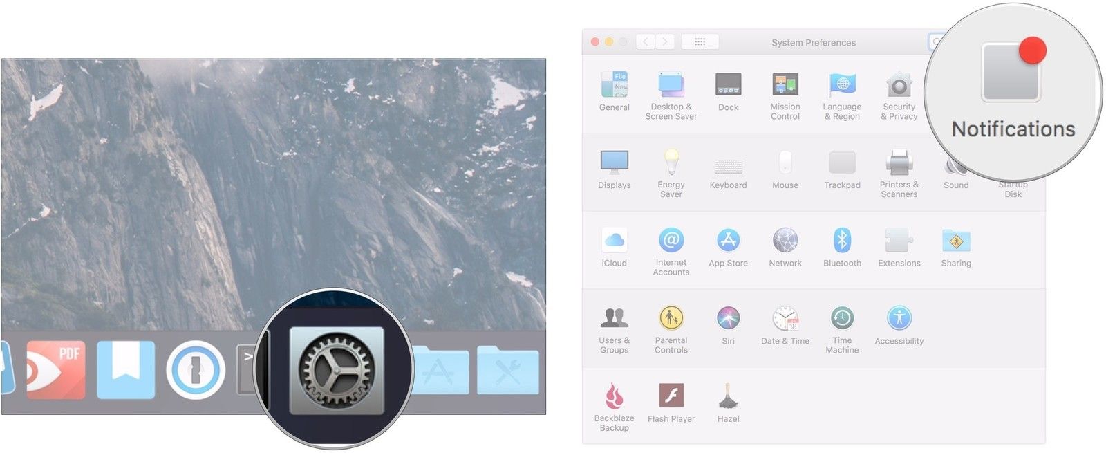 Откройте Системные настройки, нажмите «Уведомления».