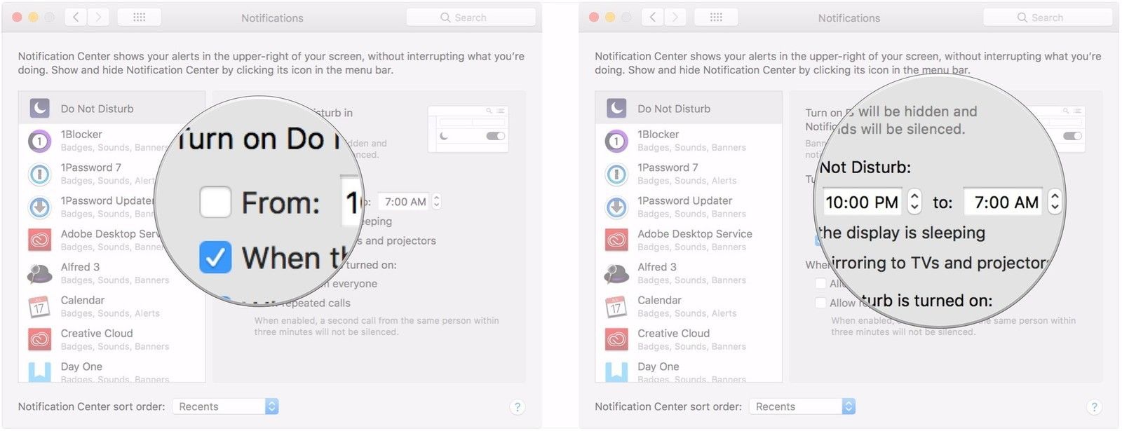 Установите флажок, нажмите стрелки