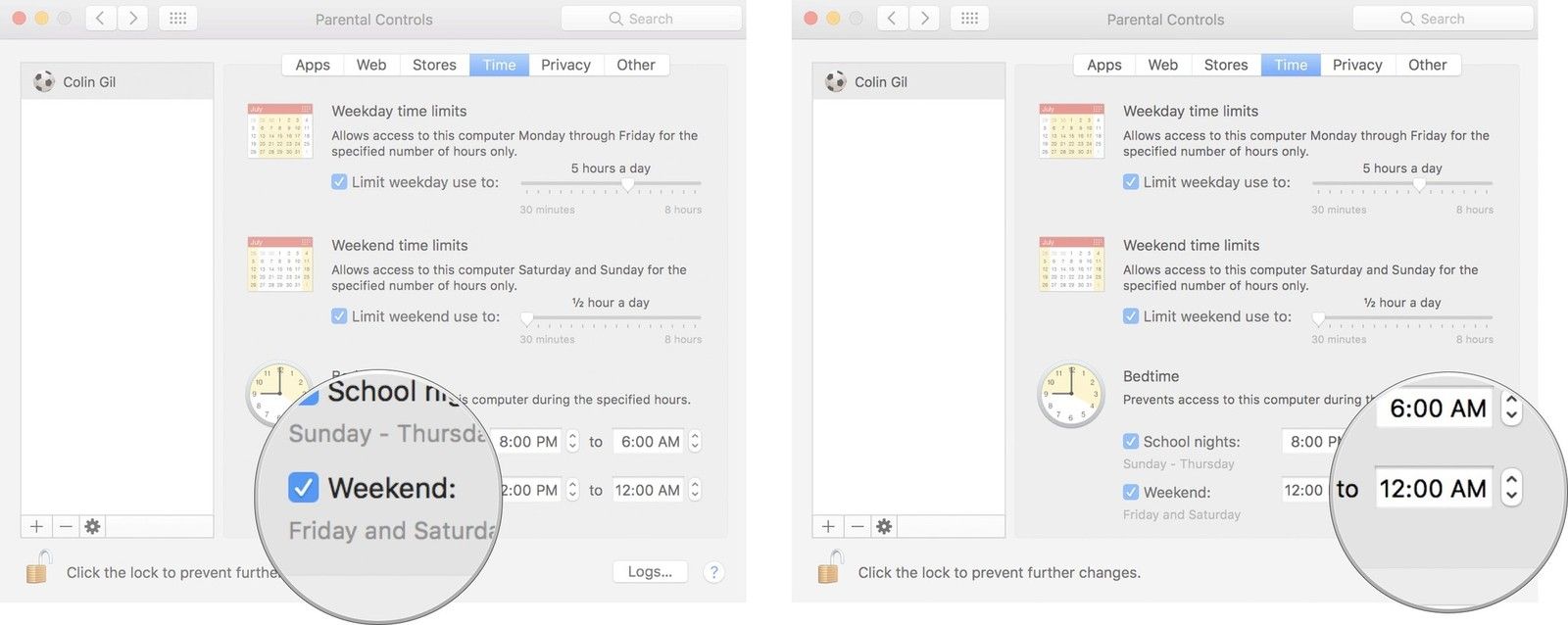 Нажмите, чтобы установить время сна по выходным