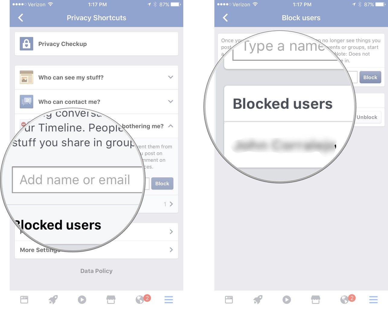 Нажмите Как я могу помешать кому-либо беспокоить меня, затем введите адрес электронной почты или имя, затем нажмите Заблокировать