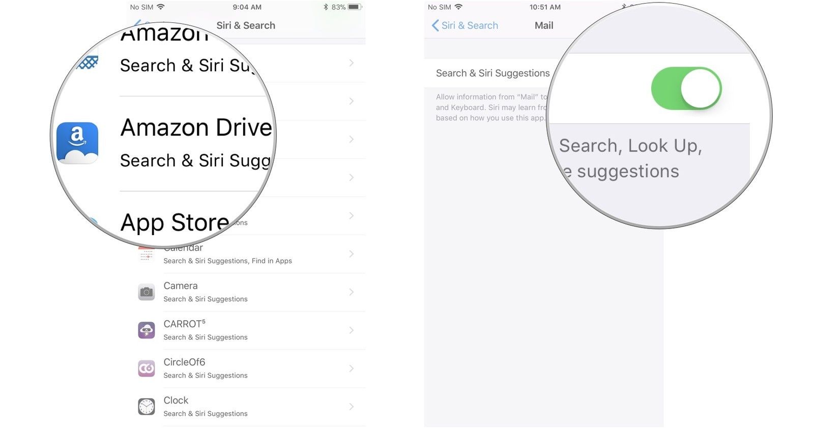 Нажмите на приложение, затем включите Siri и выполните поиск.