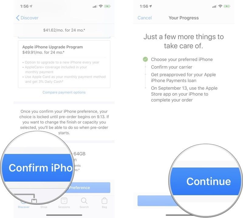 Нажмите «Подтвердить настройки iPhone», нажмите «Продолжить» и выберите своего оператора.