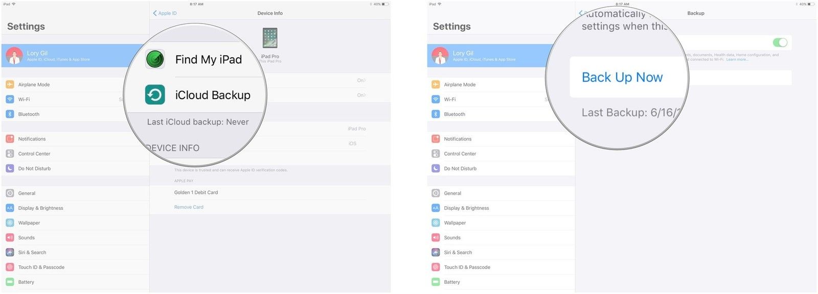Нажмите &laquo;Резервное копирование iCloud&raquo;, затем нажмите &laquo;Создать резервную копию сейчас&raquo;.