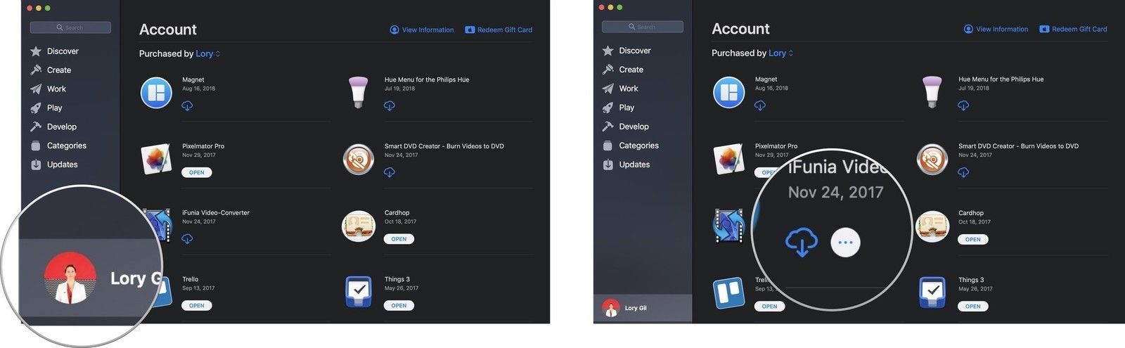 Нажмите на свой профиль, затем выберите приложение, которое вы хотите скрыть