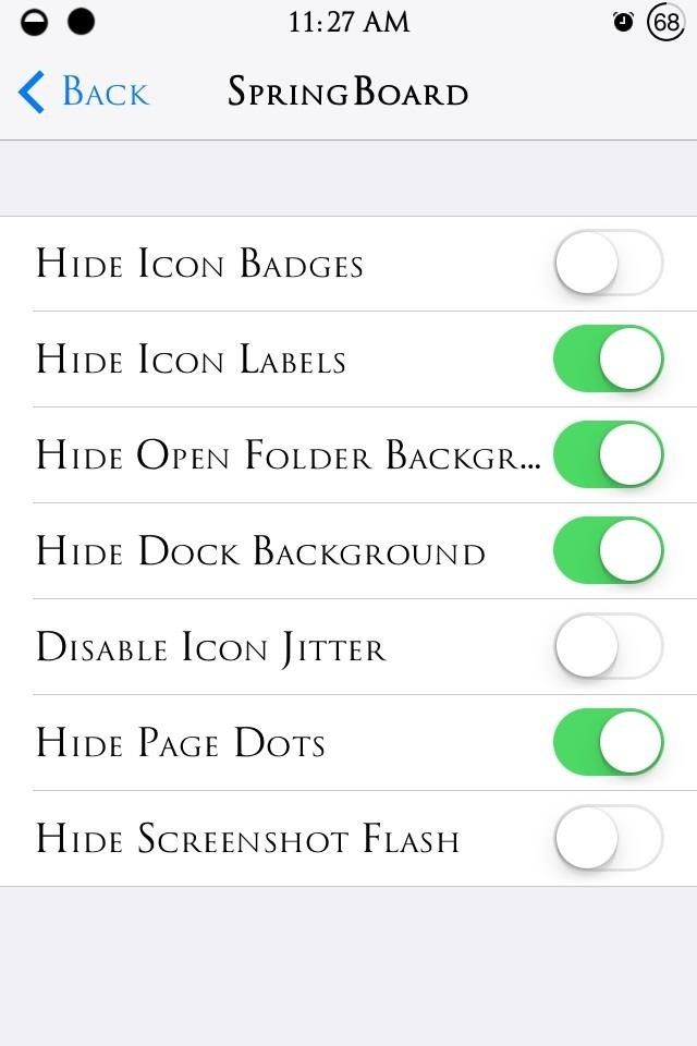 Как скрыть раздражающие функции iOS 7 из Центра управления, экрана «Домой и замок» и строки состояния