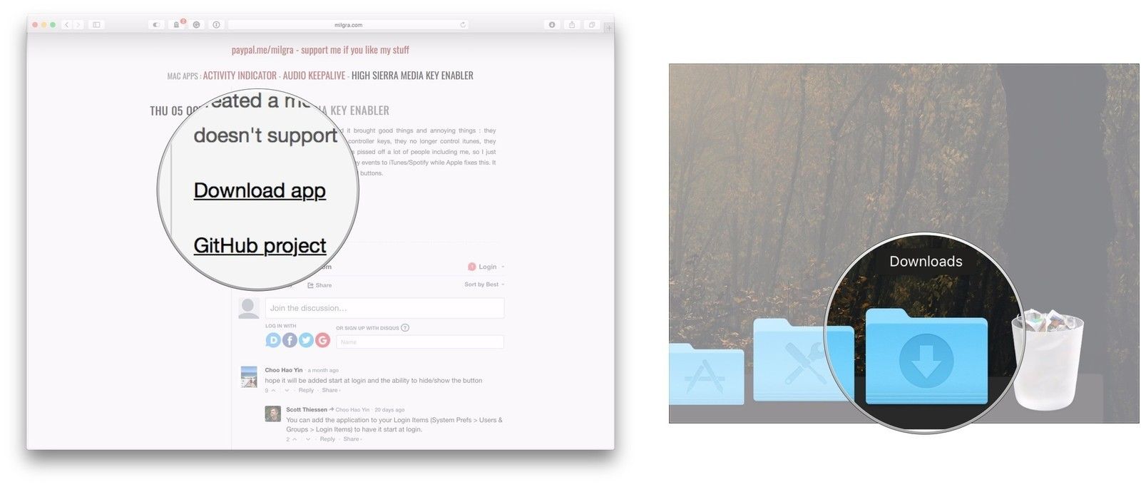 Скачать приложение, открыть в разделе &laquo;Загрузки&raquo;