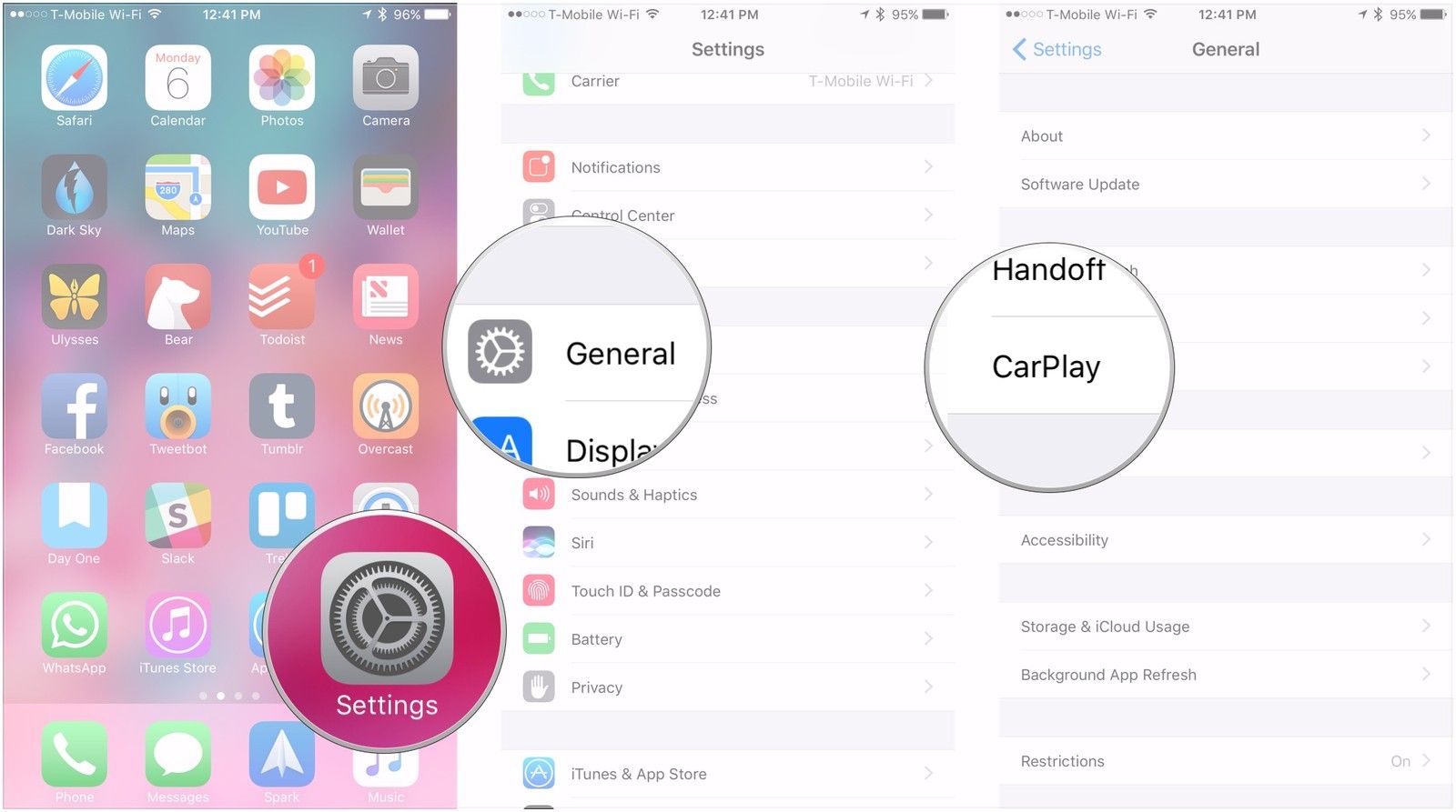 Откройте «Настройки», нажмите «Основные», нажмите «CarPlay».