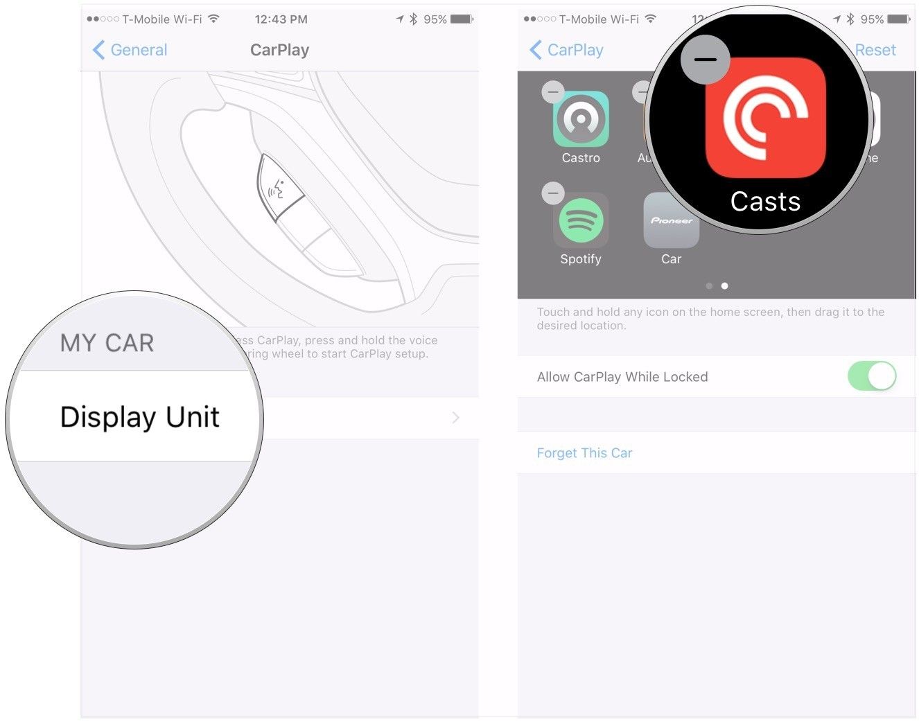 Нажмите автомобиль's name, delete chosen app