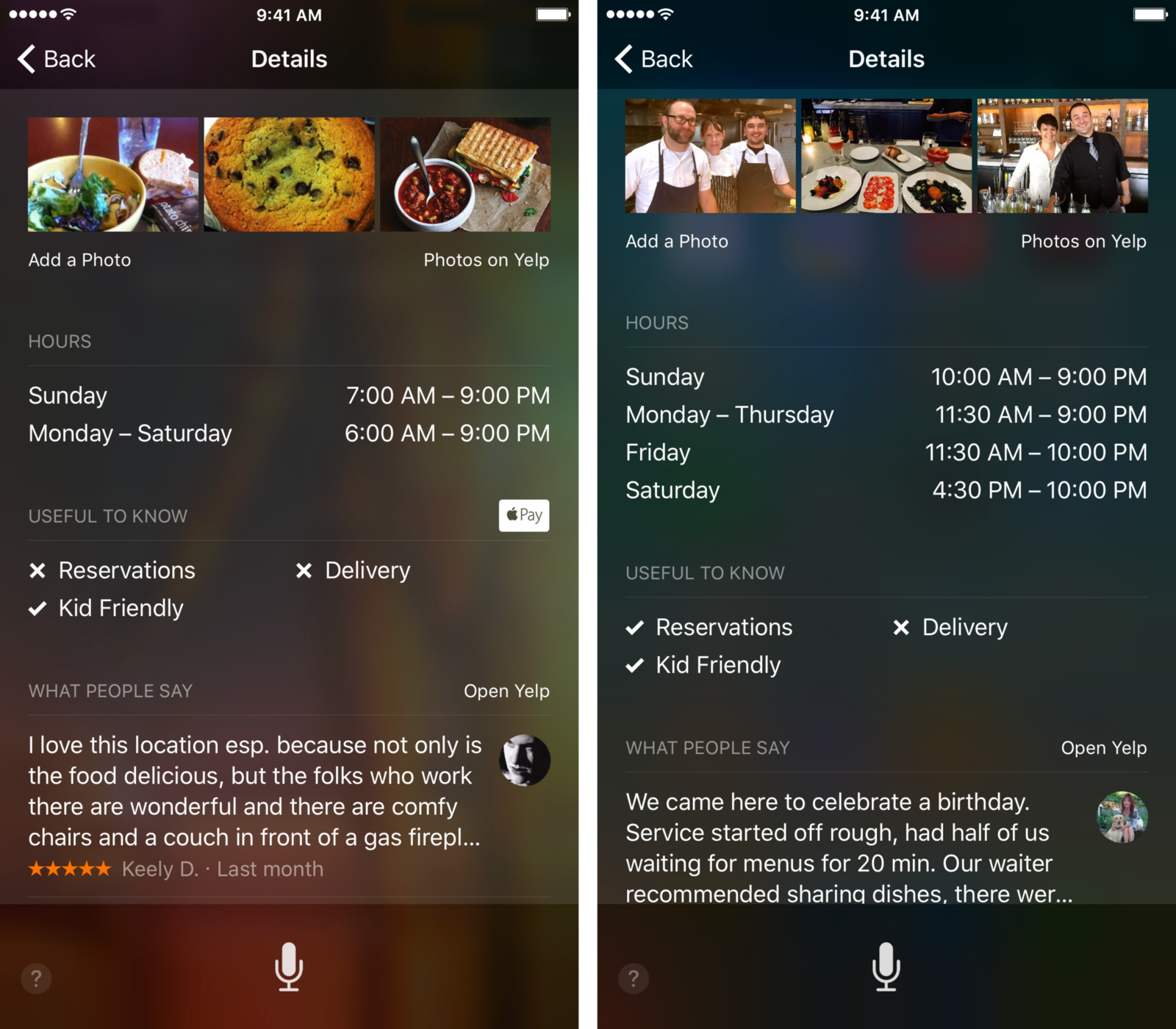 Спросите Сири о ресторане