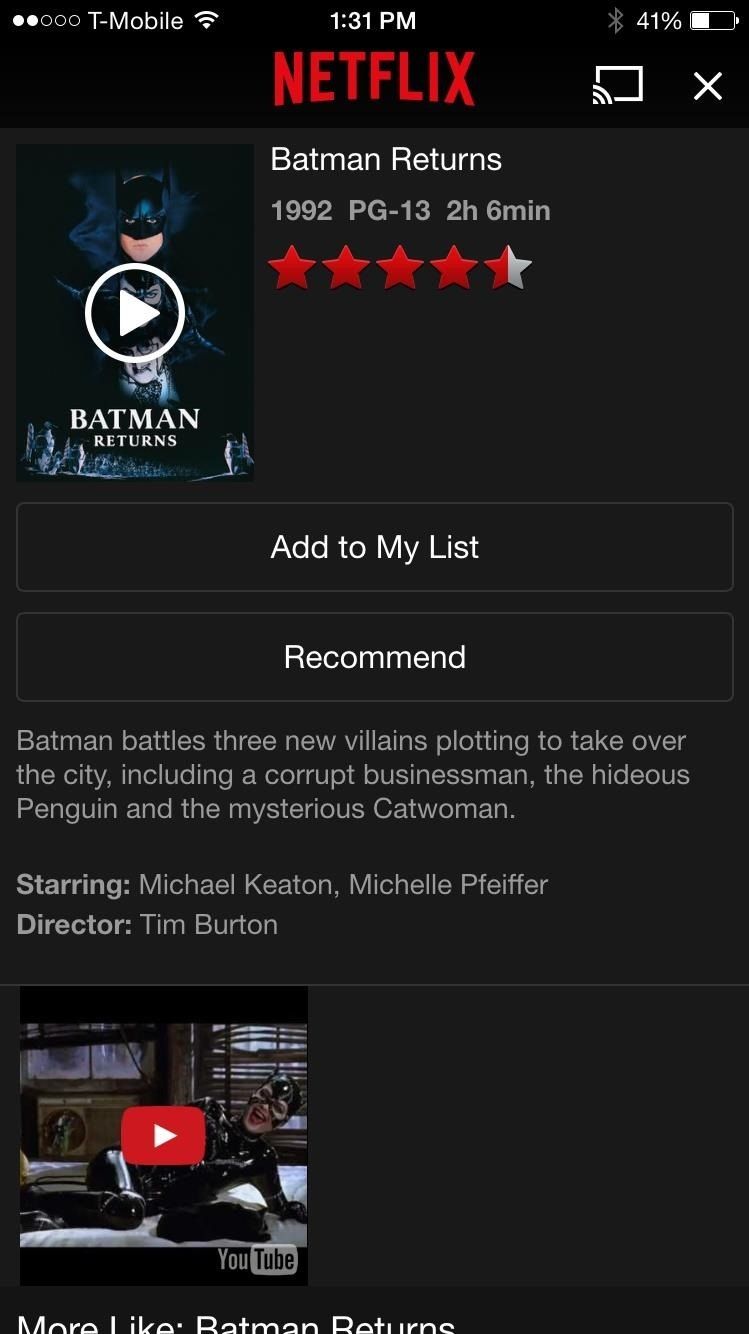 Добавить трейлеры фильмов на свой iPhone's Netflix App