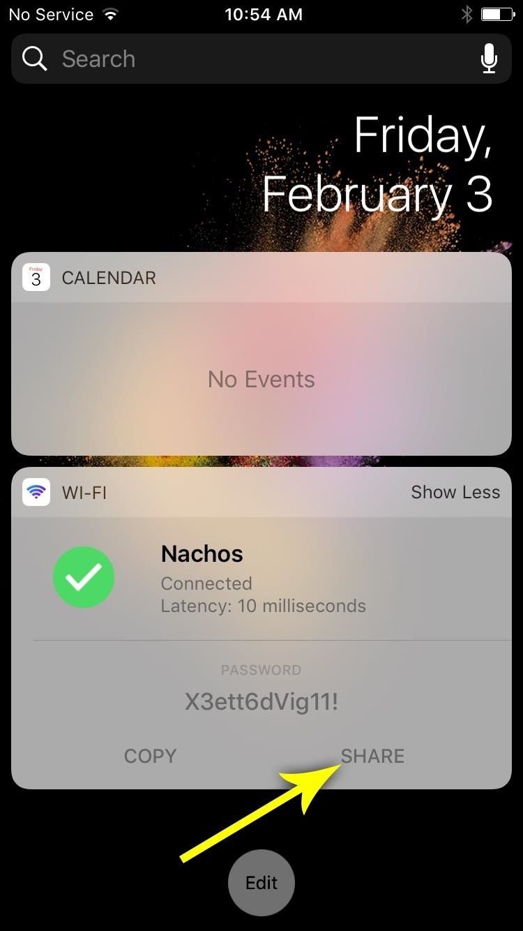 Этот виджет позволяет быстрее открывать настройки Wi-Fi, обмениваться паролями и другими данными на iPhone
