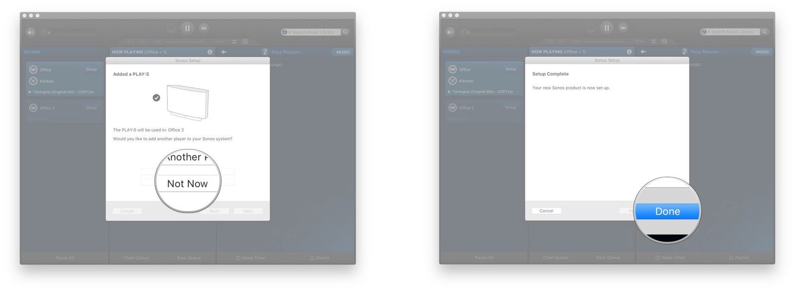 Нажмите Не сейчас, нажмите Готово