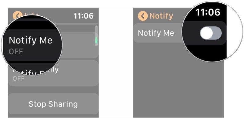Нажмите «Уведомить меня», нажмите переключатель